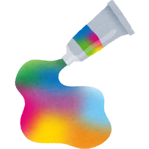 Farbtube, aus der bunte Farbe in Blau-, Grün-, Rot-, Gelb- und Orangetönen fließt.