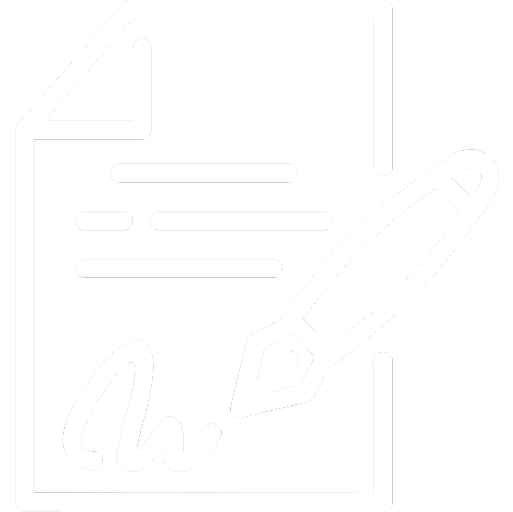 Symbol eines Dokuments mit Linien und einer Unterschrift, daneben ein Füllfederhalter.